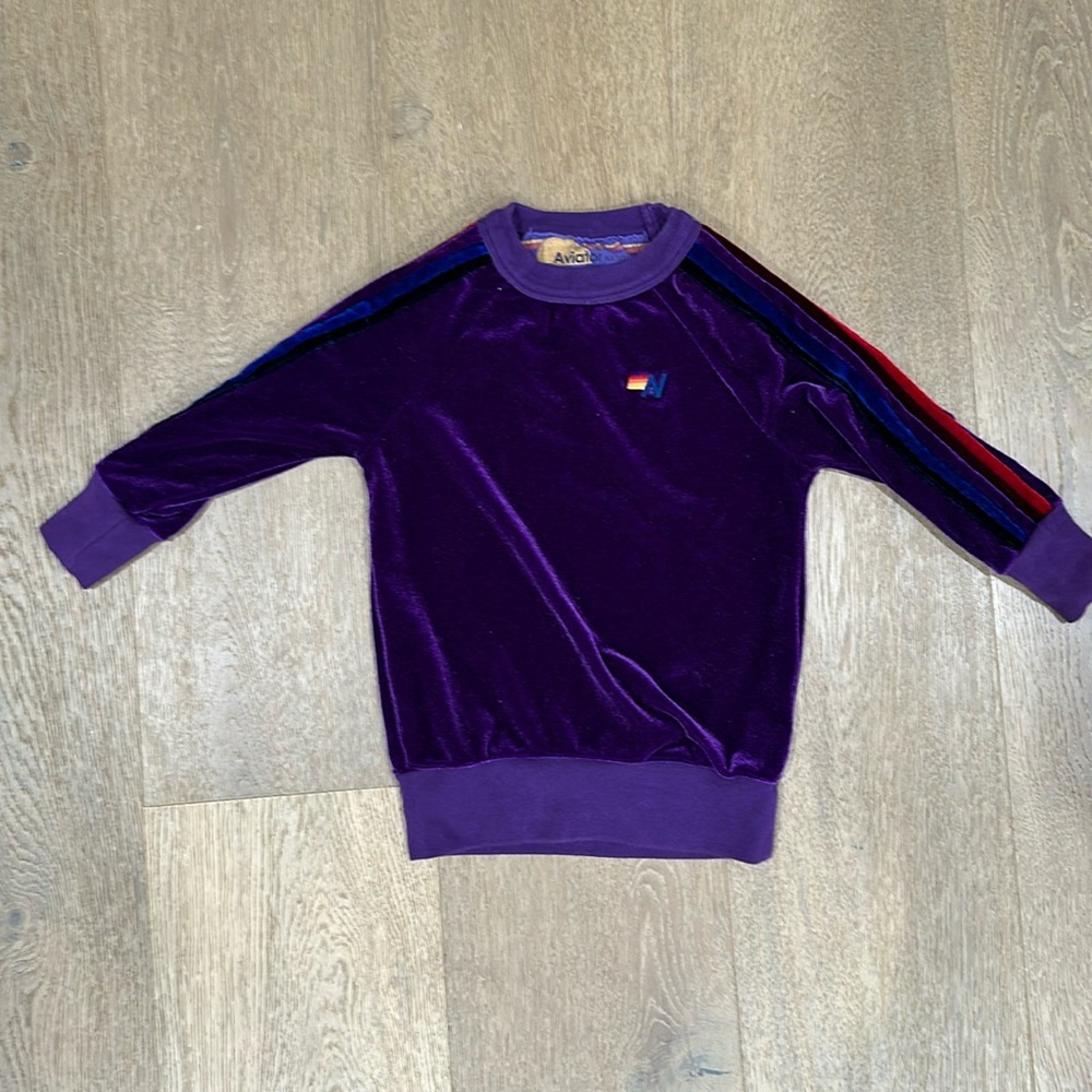 Aviator Nation Purple Sweatshirt with Multicolor Stripes Toddler 2T